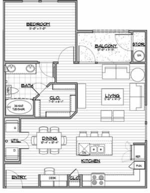 A6 - One Bedroom / One Bath - 764 Sq. Ft.*