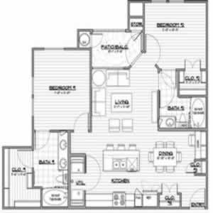 B3 - Two Bedroom / Two Bath - 1016 Sq. Ft.*