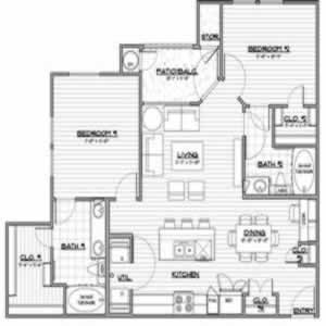 B4 - Two Bedroom / Two Bath - 1016 Sq. Ft.*