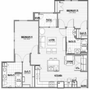 B5 - Two Bedroom / Two Bath - 1042 Sq. Ft.*