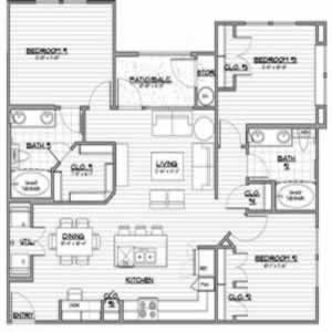 C2 - Three Bedroom / Two Bath - 1175 Sq. Ft.*