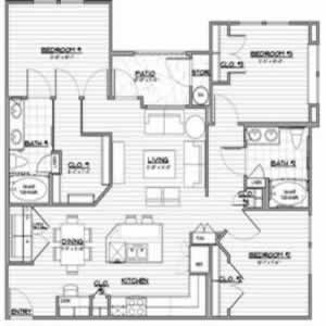 C5 - Three Bedroom / Two Bath - 1179 Sq. Ft.*